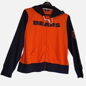 NEW NFL Women's Orange and Navy Team Apparel Chicago Bears Mesh Full-zip Hoodie
